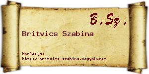 Britvics Szabina névjegykártya